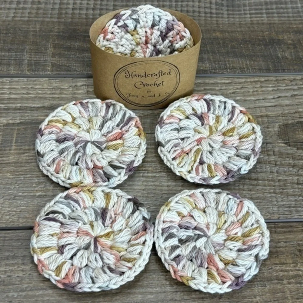 Handcrafted Crochet Face Round‎ Makeup Remover Scrubbies Set Cotton Yarn